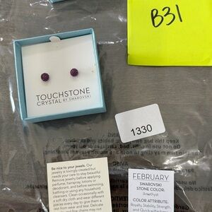 Touchstone Crystal by Swarovski Amethyst Color Stud Earrings #1330